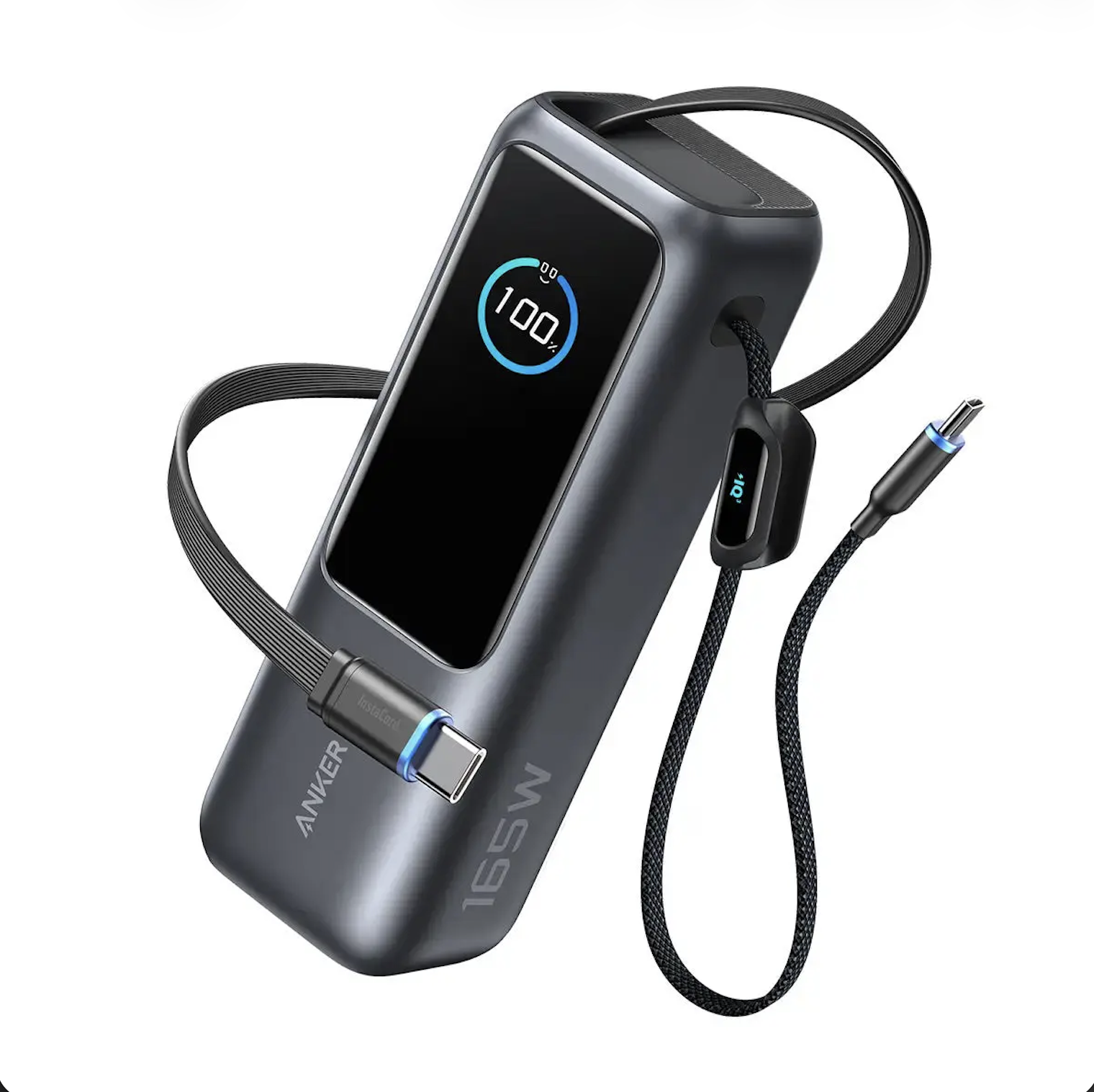 Anker Power Bank 25000mAh 165W Ultra-Fast Portable Charger with Built-In and Retractable USB C Cable