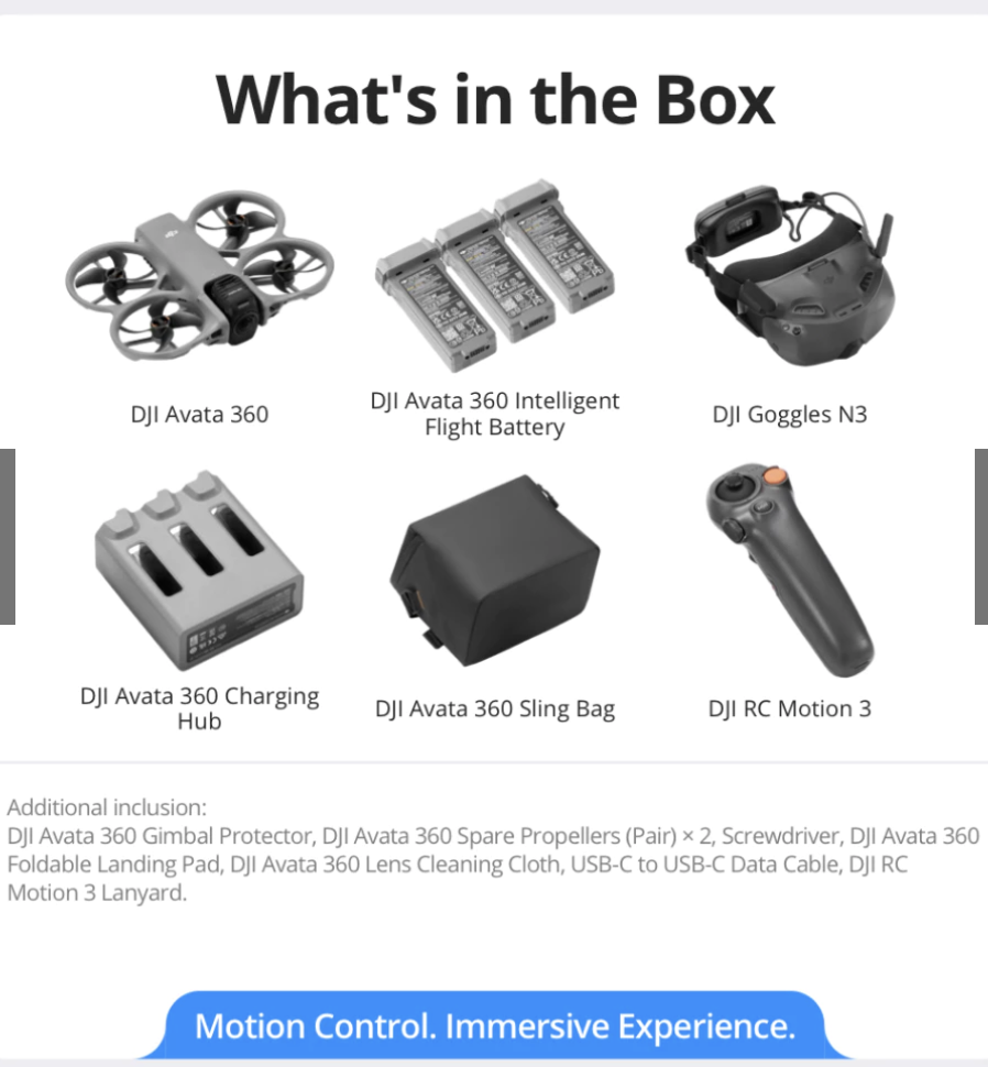 DJI Avata 360 – 8K 1-Inch Imaging | O4+ Transmission | 360° Lens | Omni Sensing | Spotlight Free
