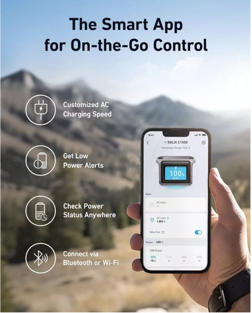 Anker Solix C1000 Gen 2 Portable Power Station, 2,000W 1,024Wh LiFePO4 Battery for Home Backup