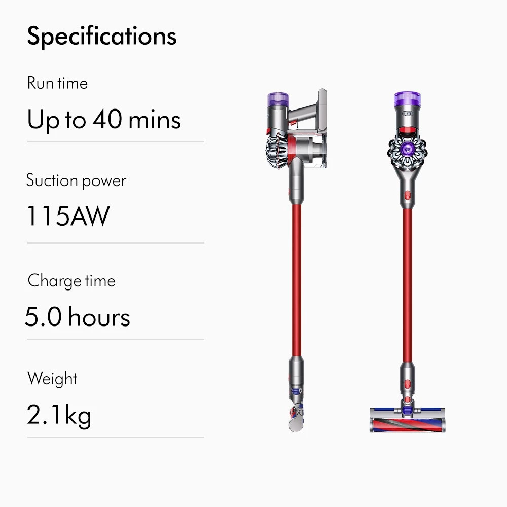 Dyson V8 Slim Fluffy Cordless Vacuum Cleaner | 4-in-1 with dock | 40 Mins Runtime | Soft Roller Head
