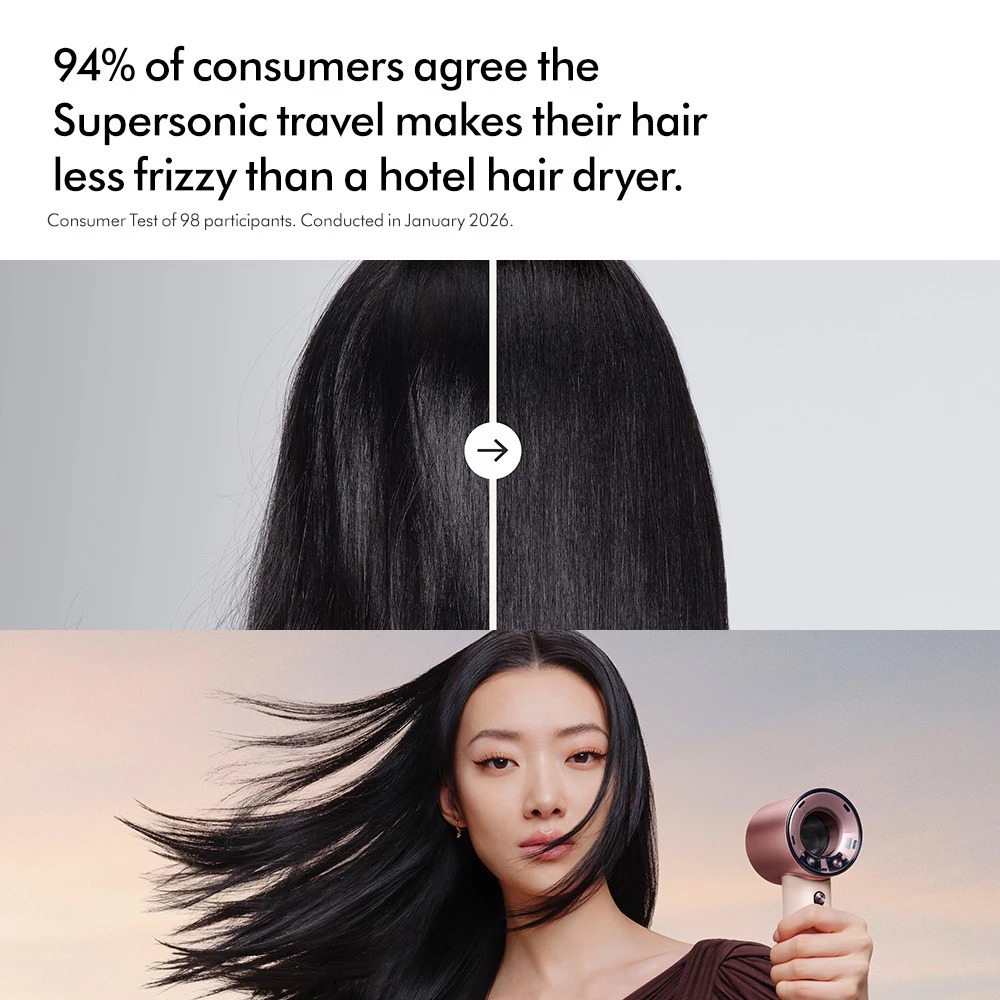 Dyson Supersonic Travel Hair Dryer | Fast Drying | Lightweight | Universal Voltage (Ceramic Pink)
