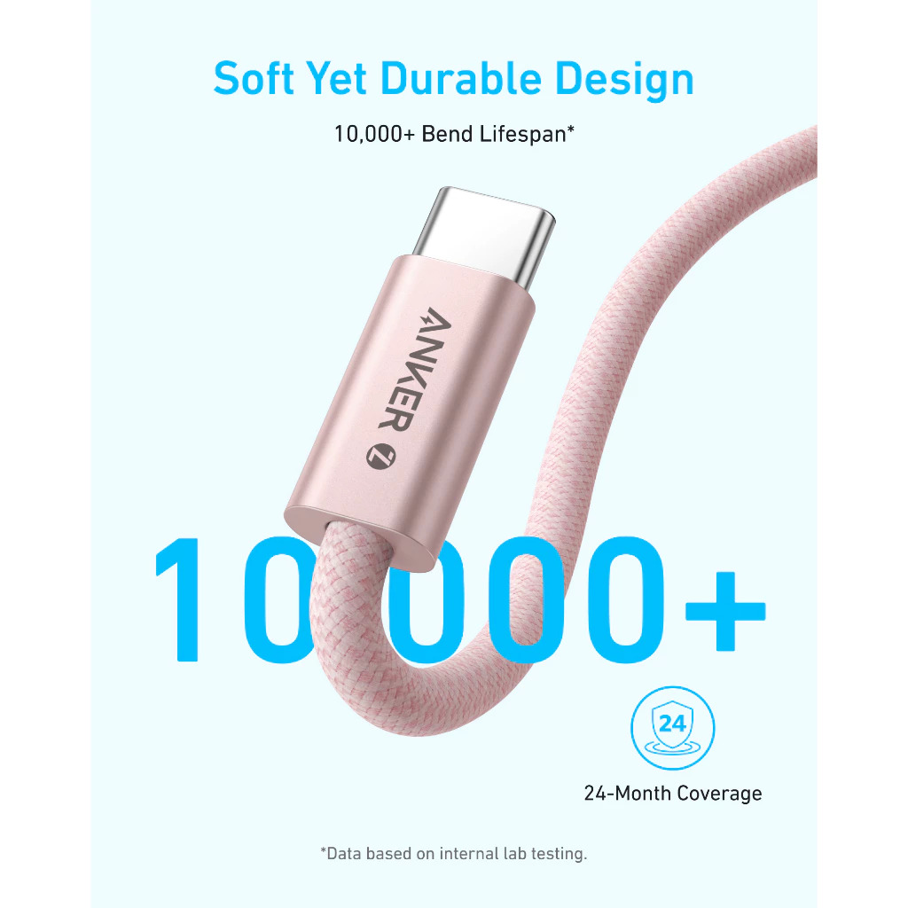 Anker Zolo USB C to C 240W Small Head Soft Cable 3.3ft, for iPhone 17/16/15/Pro/Max Series