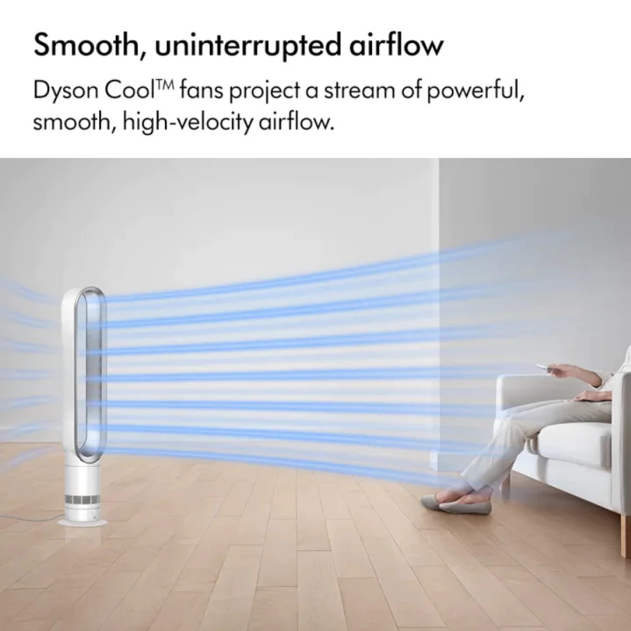 Dyson Cool ™ Bladeless Tower Fan for Powerful Cooling & Airflow | AM07 (White/Silver)