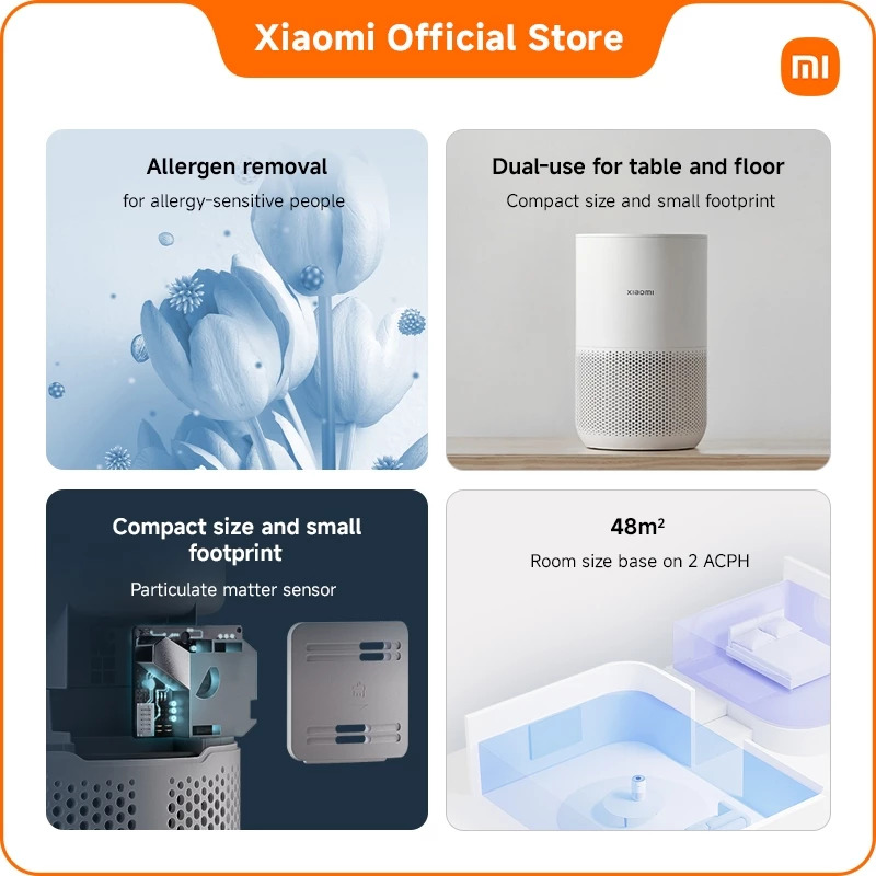 Xiaomi Smart Air Purifier 4 Compact |1-year Warranty | Allergen removal | Low Noise | Smart control